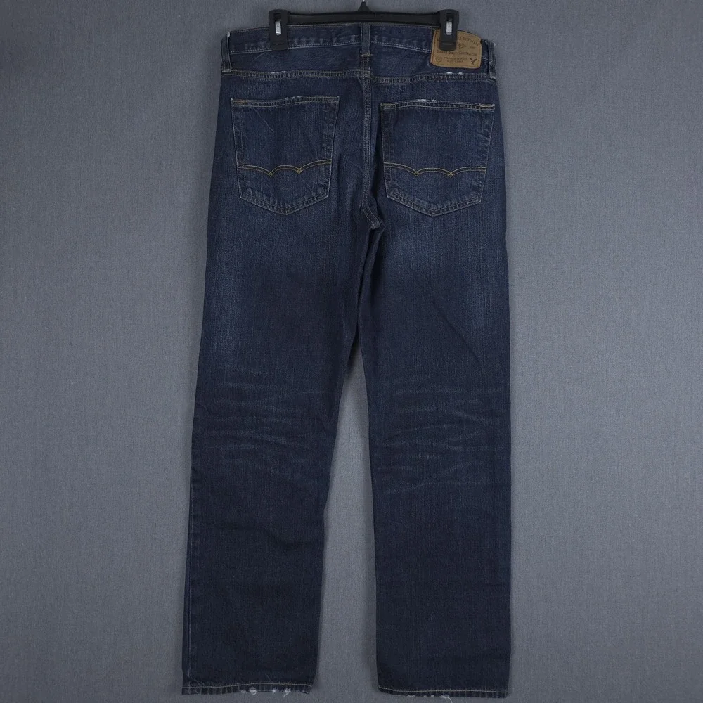 American Eagle Relaxed Straight Jeans Mens 34x32 (Fits 34x31) Dark Wash Denim